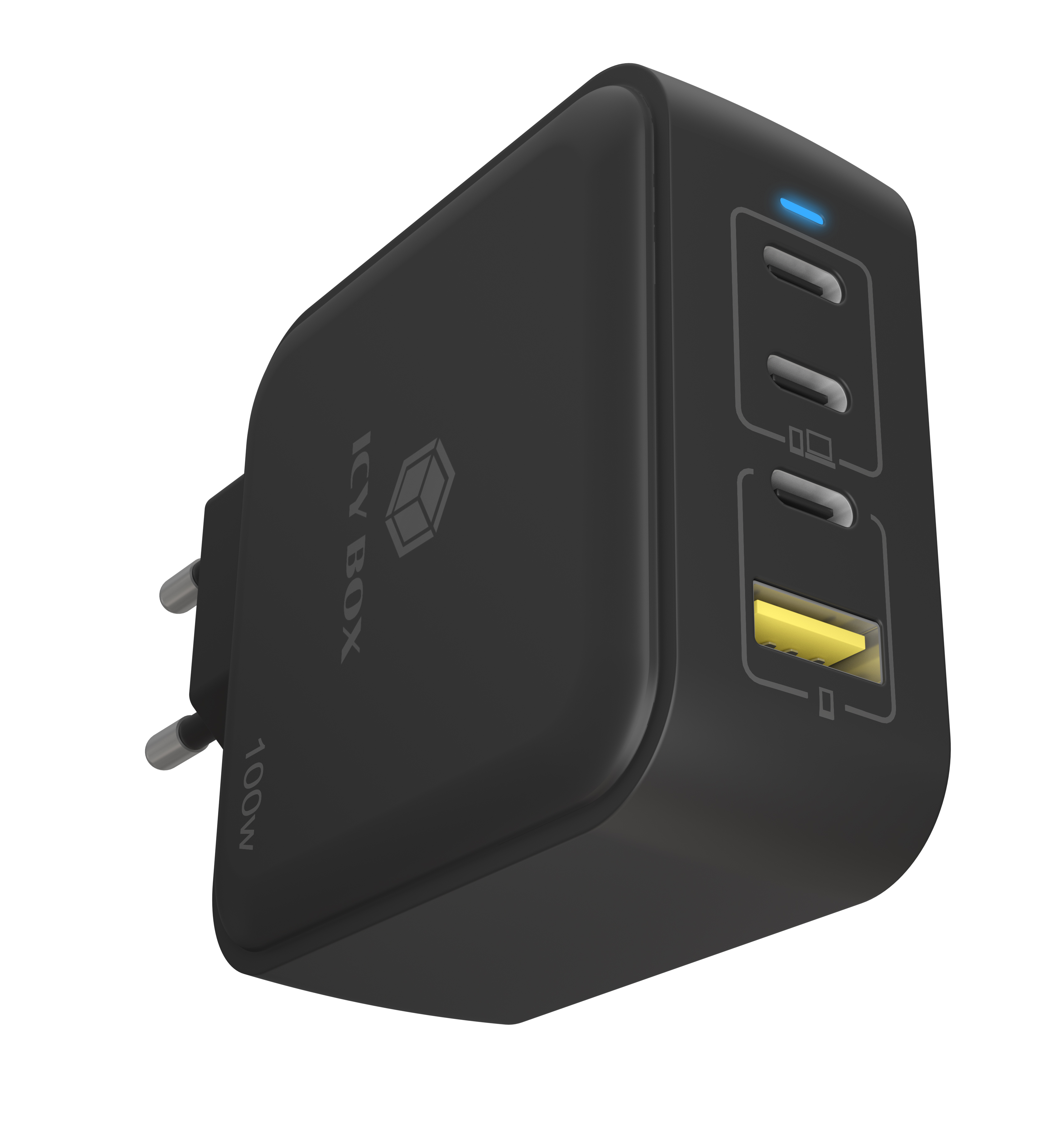 Ladegerät 4-Port IcyBox 100W GaN mit PD 3.0