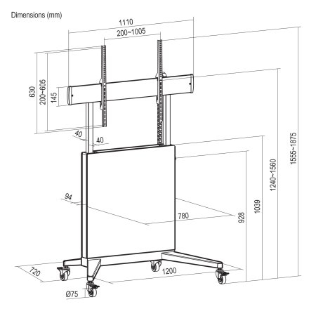 MANHATTAN TV-Wagen Lift & Lock 50-100" (Speditionsversand)