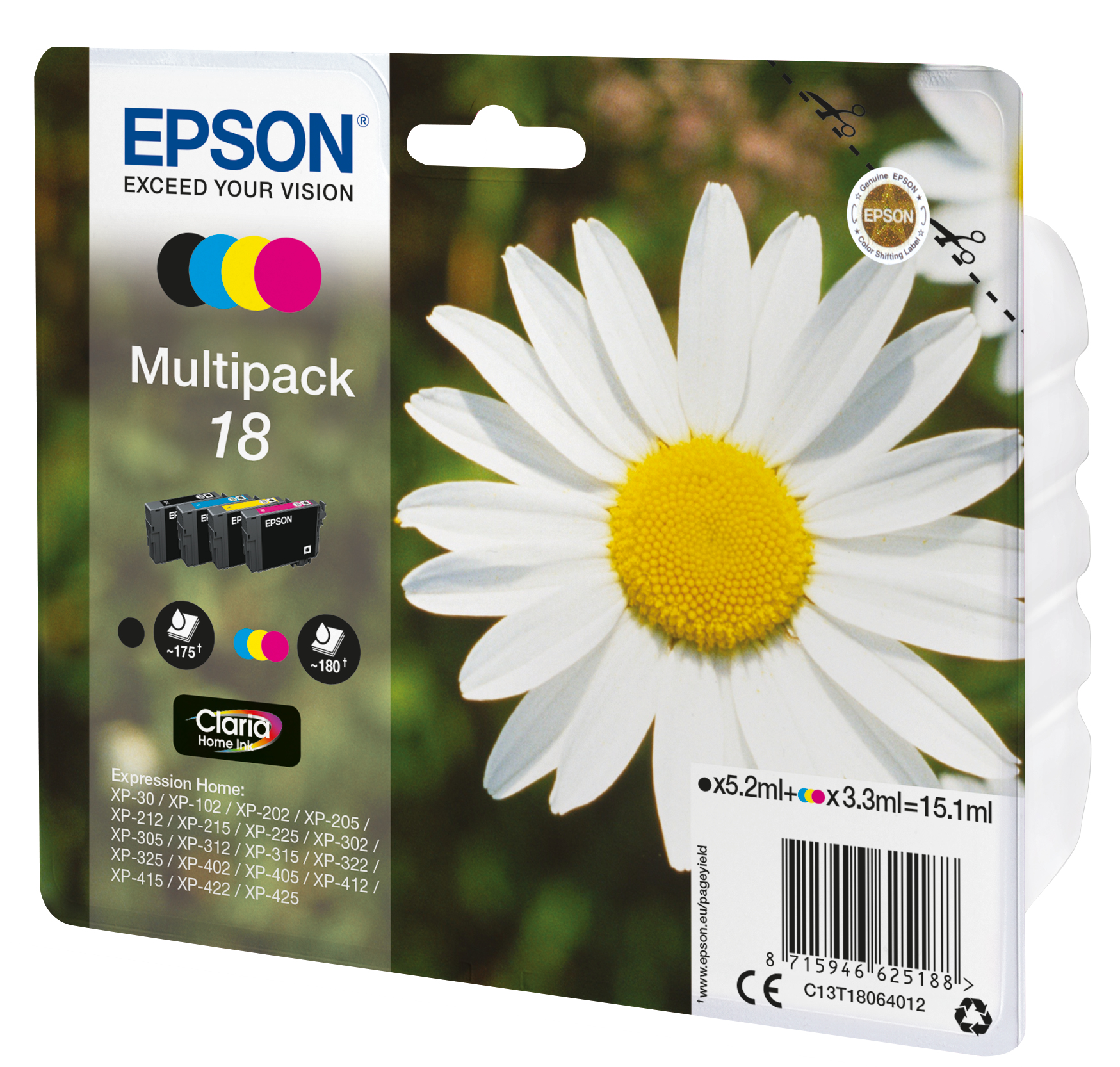Patrone Epson 18 4er-Pack black + color T1806 Patrone Epson 18 4er-Pack black + color T1806