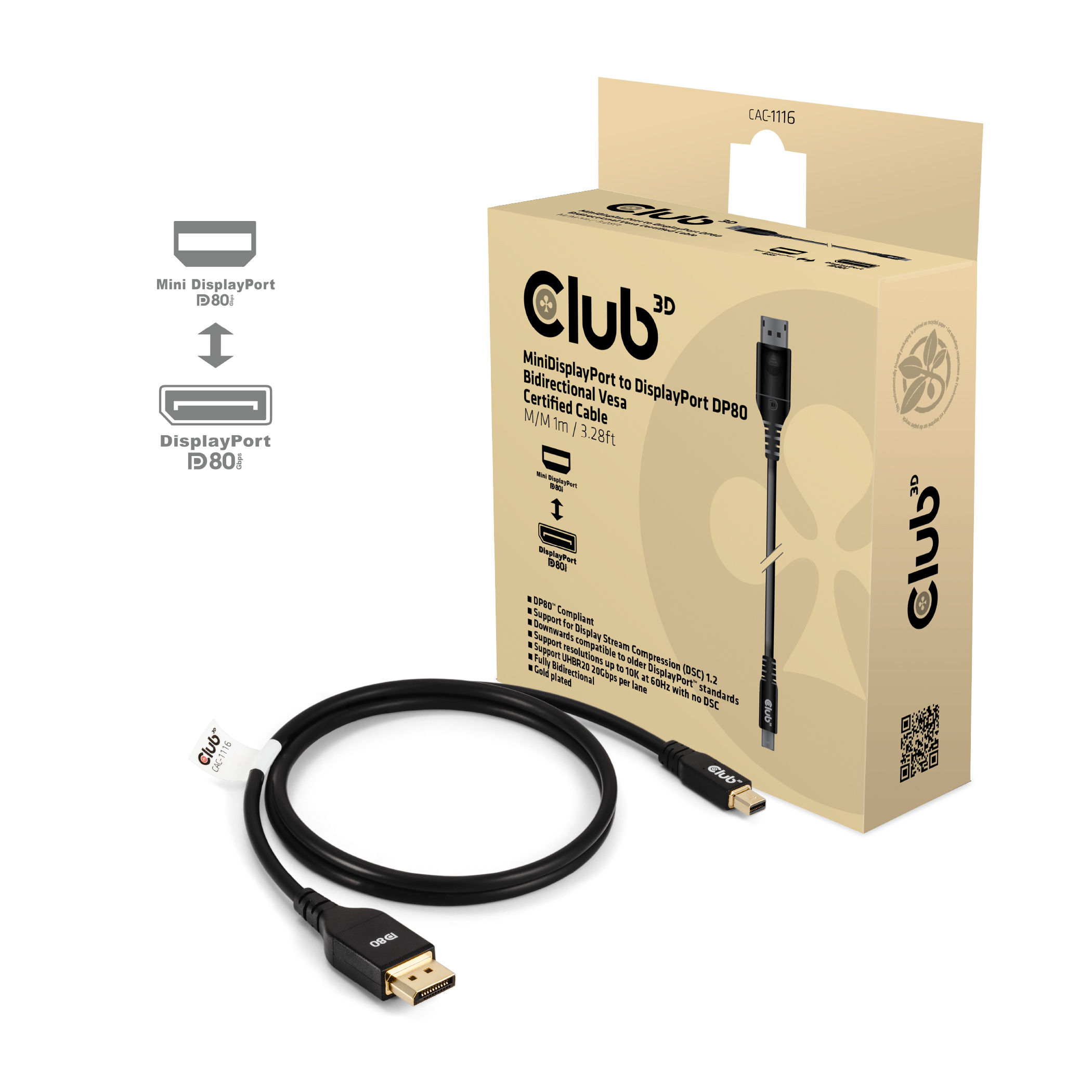 Club3D Kabel MiniDP 2.1 <-> DP2.1 1m 10K60Hz St/­St retail Club3D Kabel MiniDP 2.1 <-> DP2.1 1m 10K60Hz St/­St retail