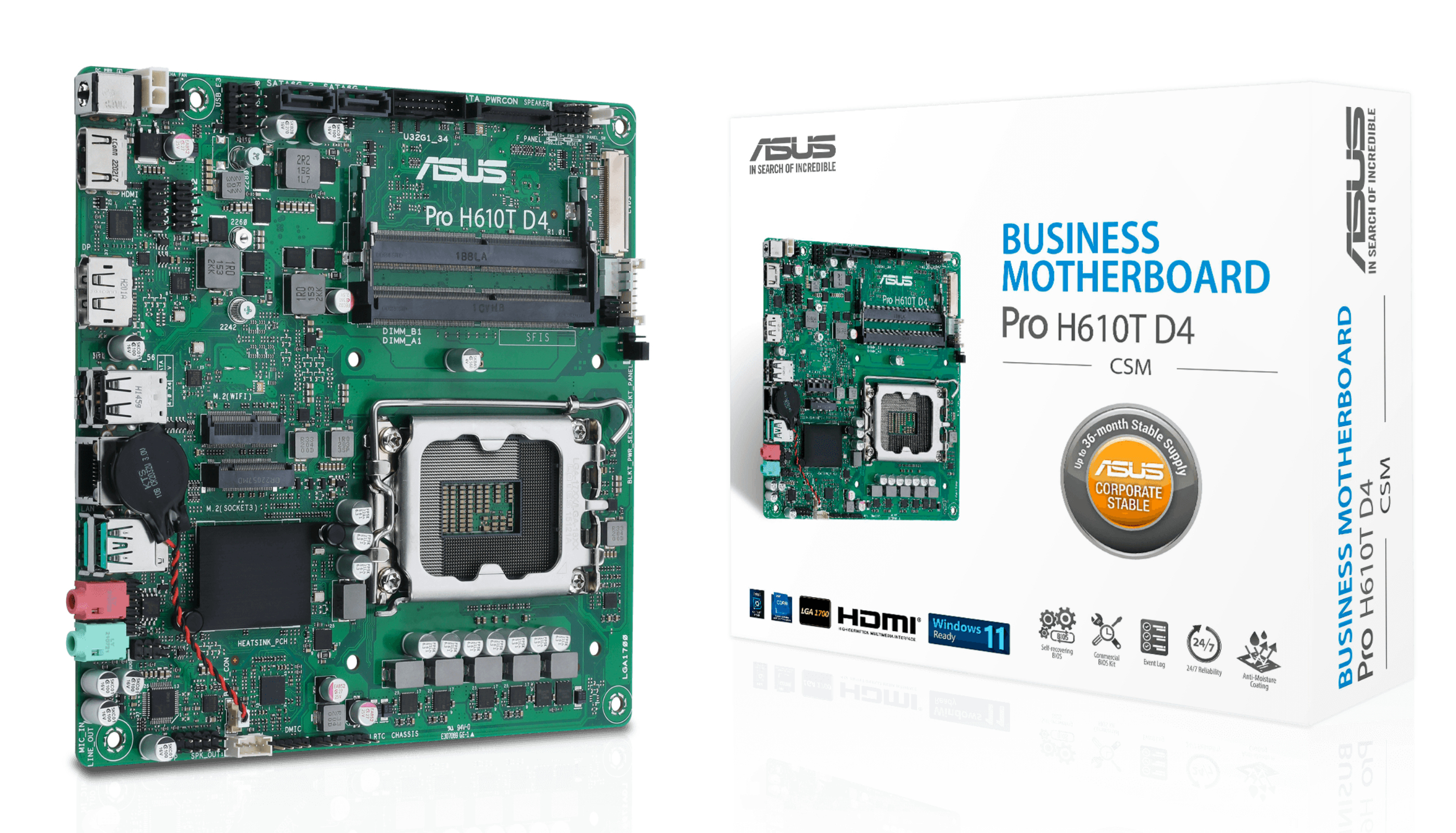 ASUS PRO H610T D4-CSM (INTEL,1700,DDR4,thin mITX) ASUS PRO H610T D4-CSM (INTEL,1700,DDR4,thin mITX)