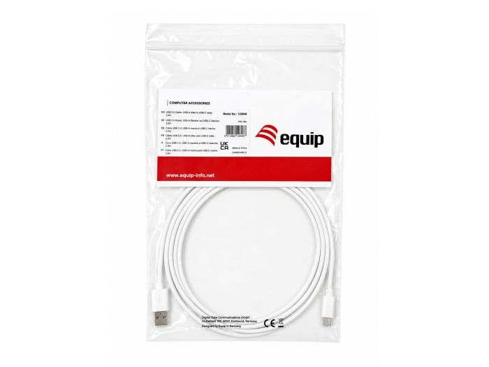 Equip Kabel USB-A->C2.0 3A St/St 2.00m weiß