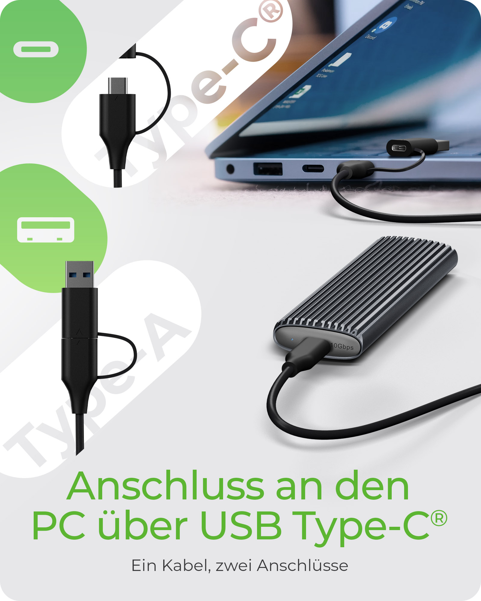 Geh. IcyBox für NVMe M.2 & SATA M.2 SSD