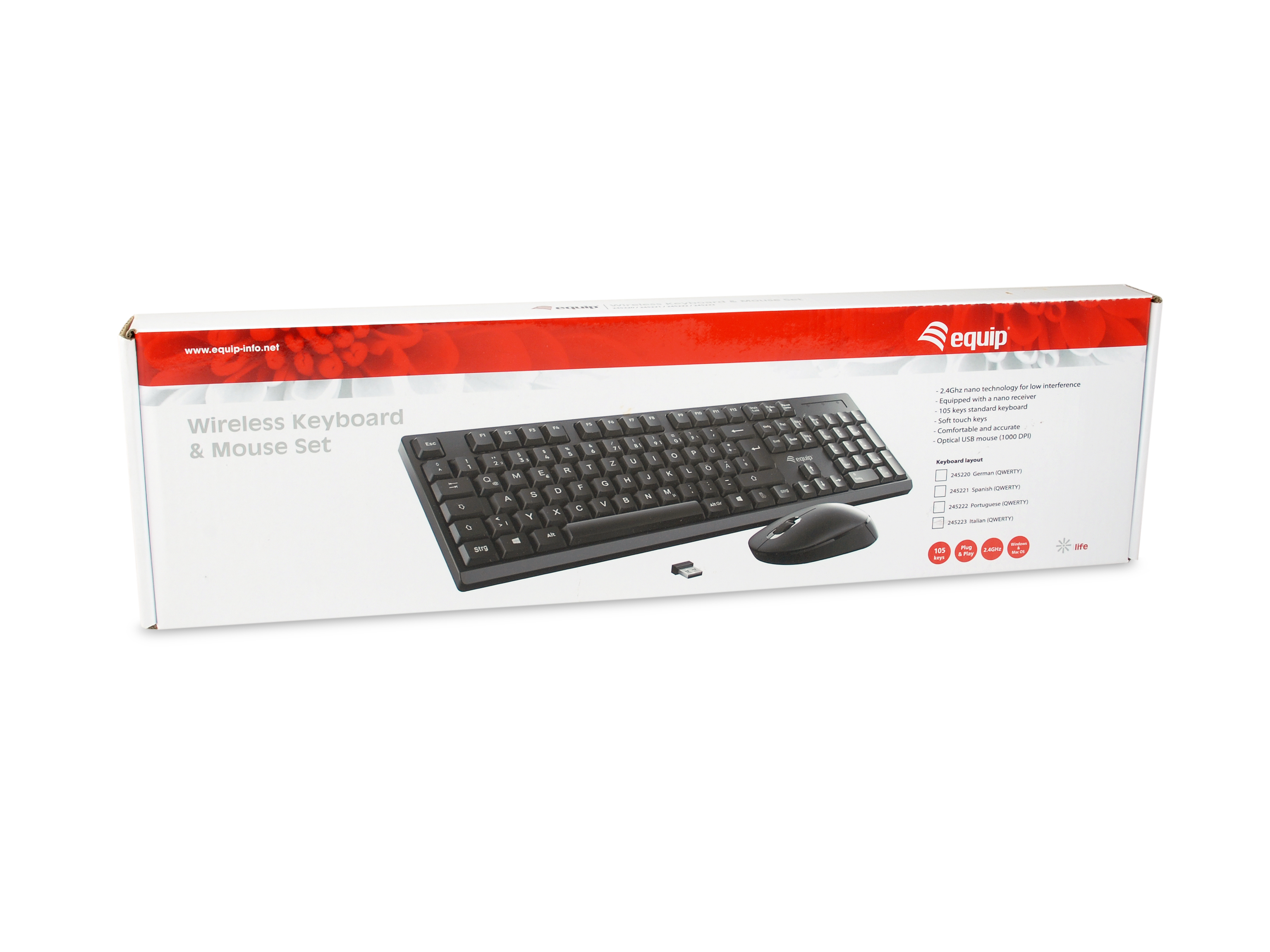 Equip Kabelloses Tastatur und Mausset, IT Layout (QWERTY)