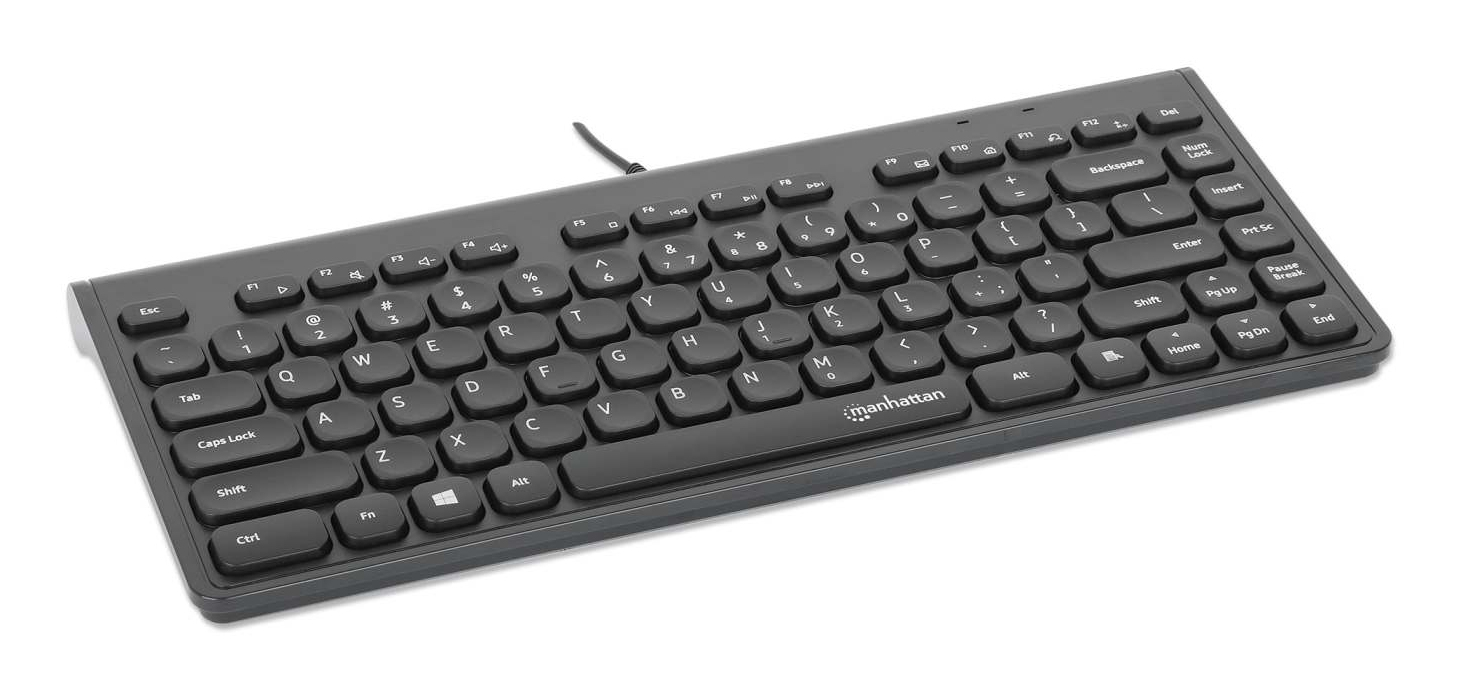 MANHATTAN Slim USB Mini-Tastatur 1.5m Kabel schwarz