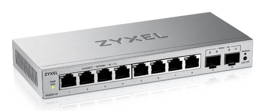Zyxel GS1200-10V3 8-Port Gigabit, 2xSFP web/smart managed