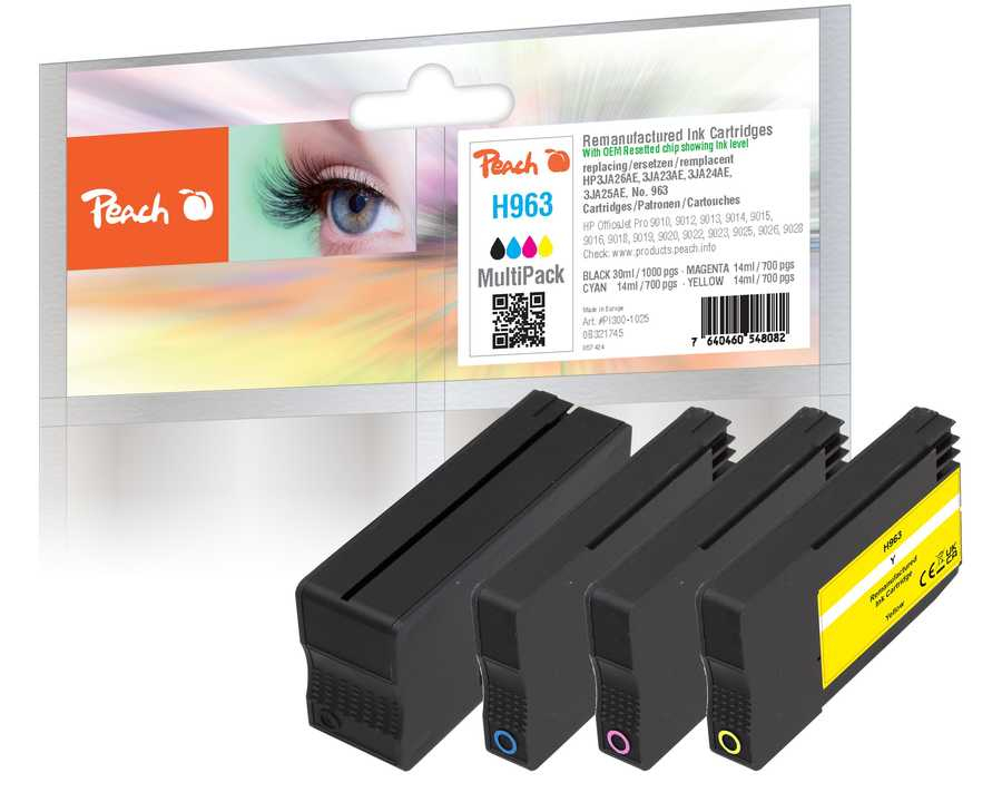 Peach Patrone HP Nr.963 MultiPack OEM reset bk,m,c,y remanufactured Patronen HP