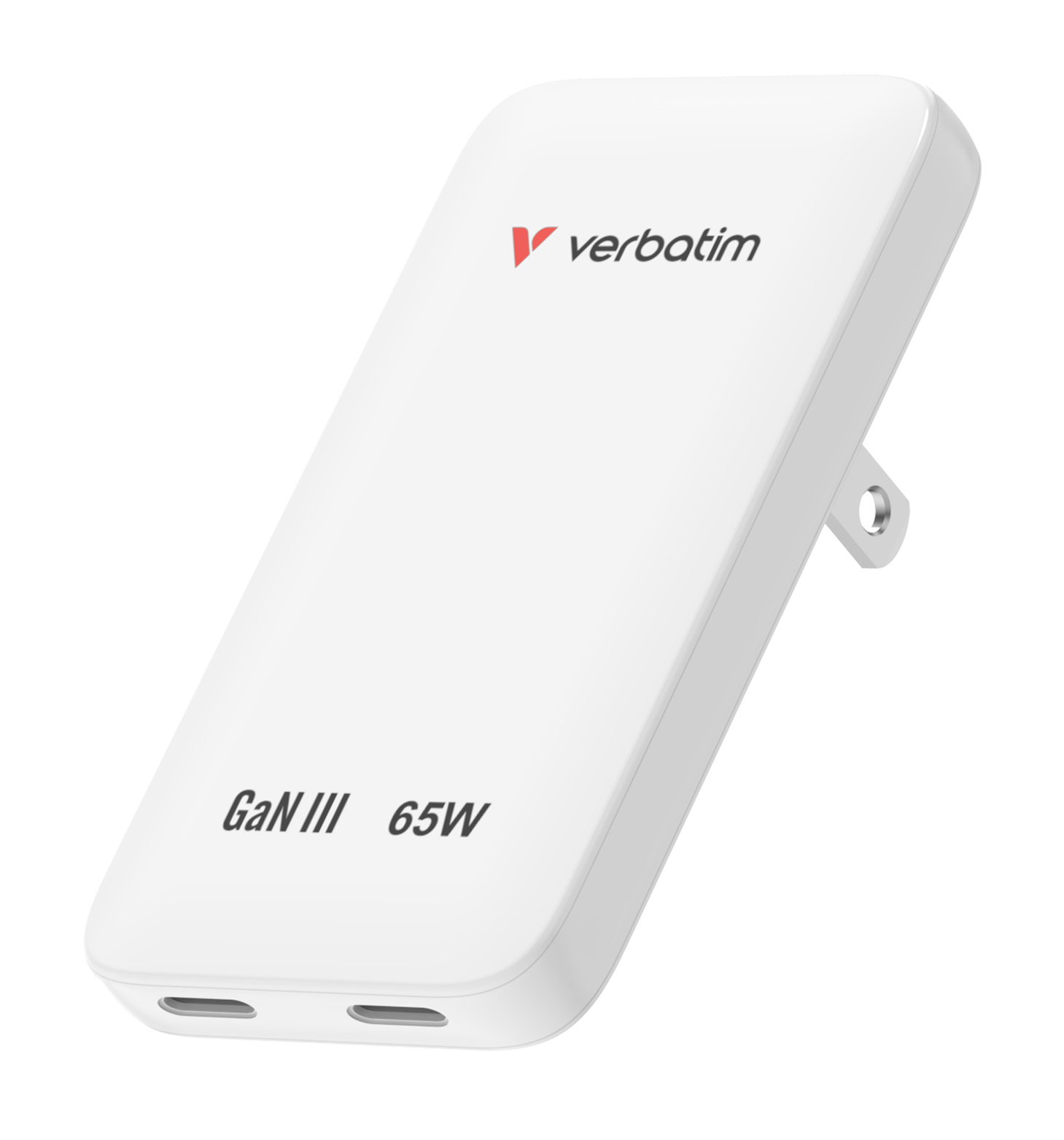 Verbatim Slim GaN Charger 2 Port 65W (EU/&shy;UK/&shy;US) White