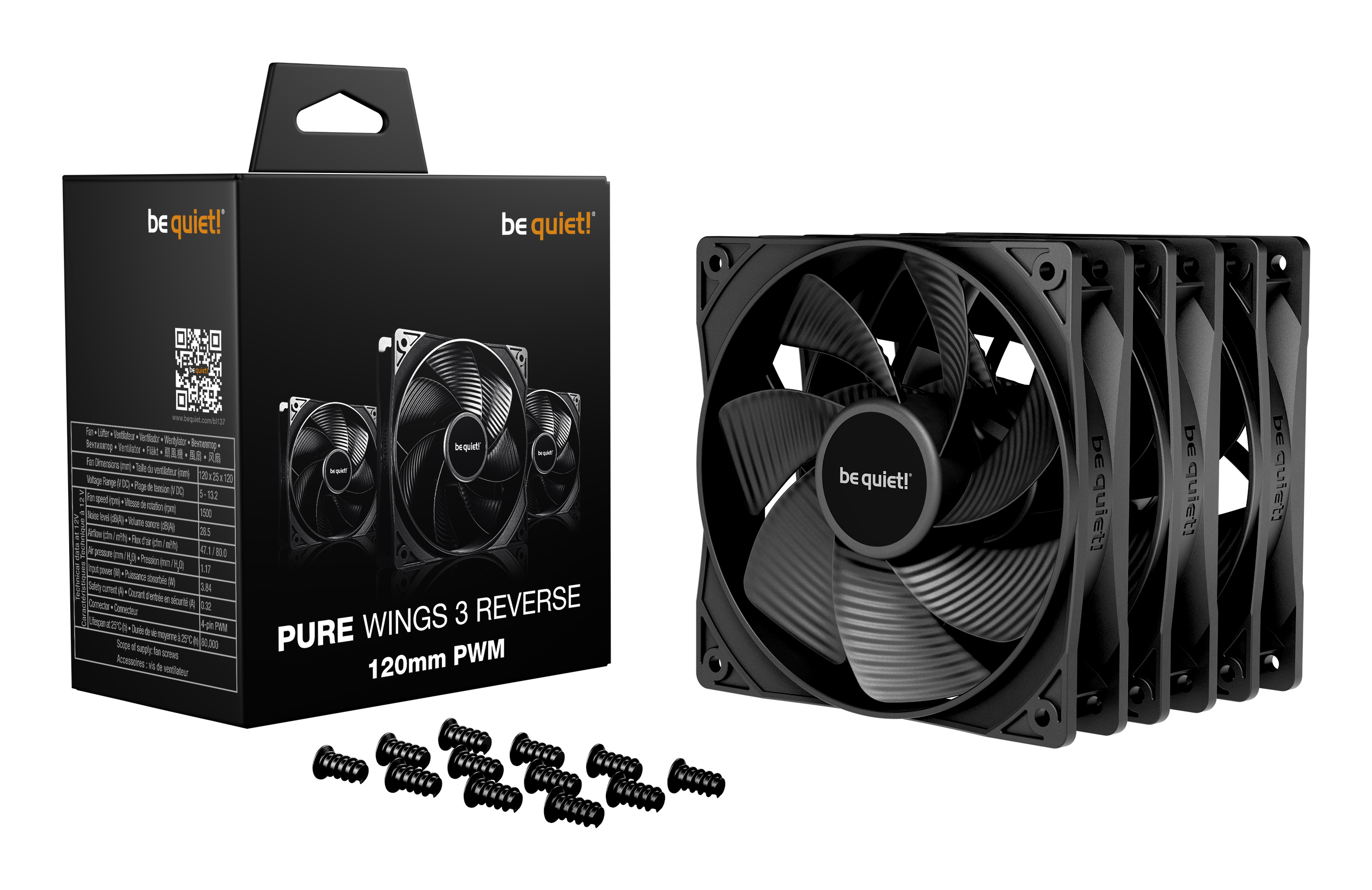 be quiet! Lüfter 120mm Pure Wings 3 PWM Reverse 3-Pack