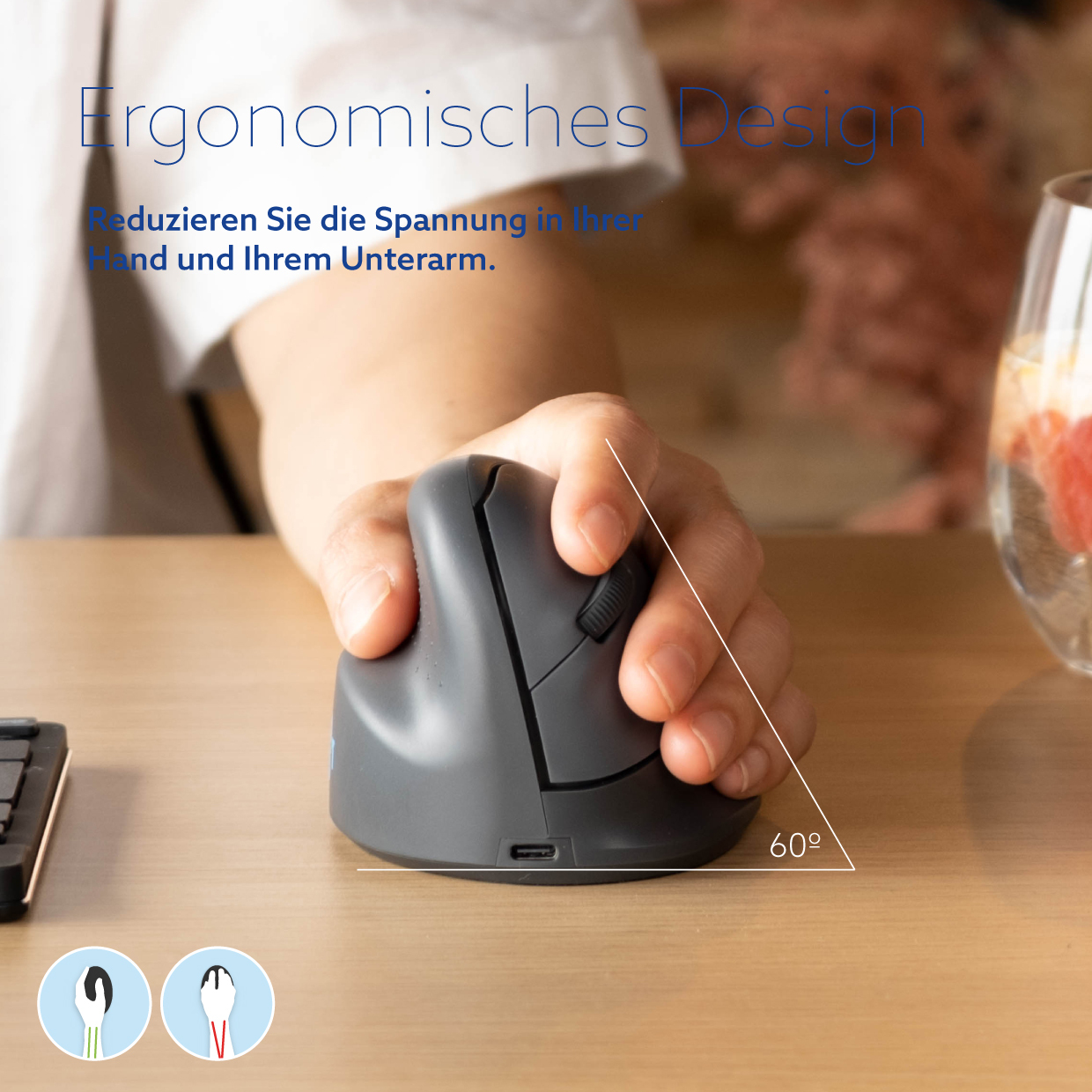 R-Go Maus HE Basic ergonomisch Links Bluetooth