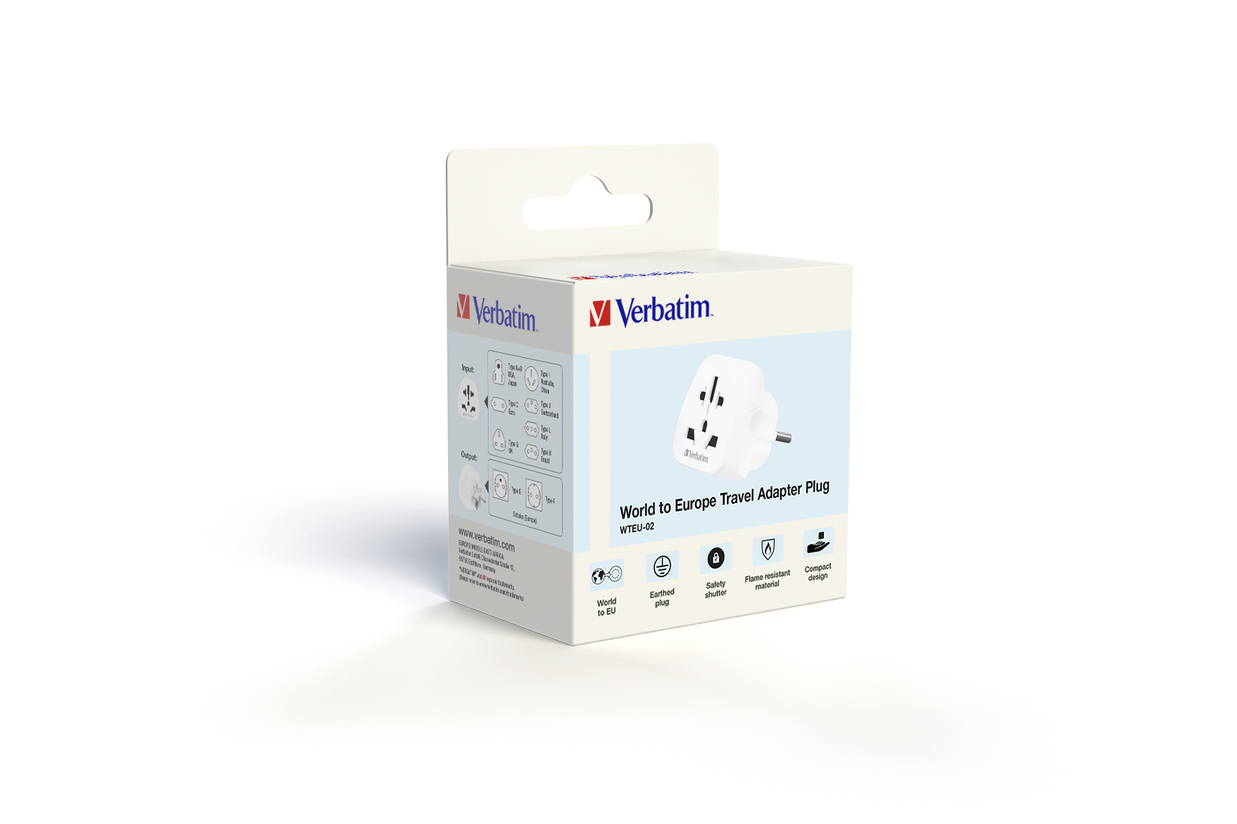 Verbatim World to Europe Travel Adapter Plug WTEU-02