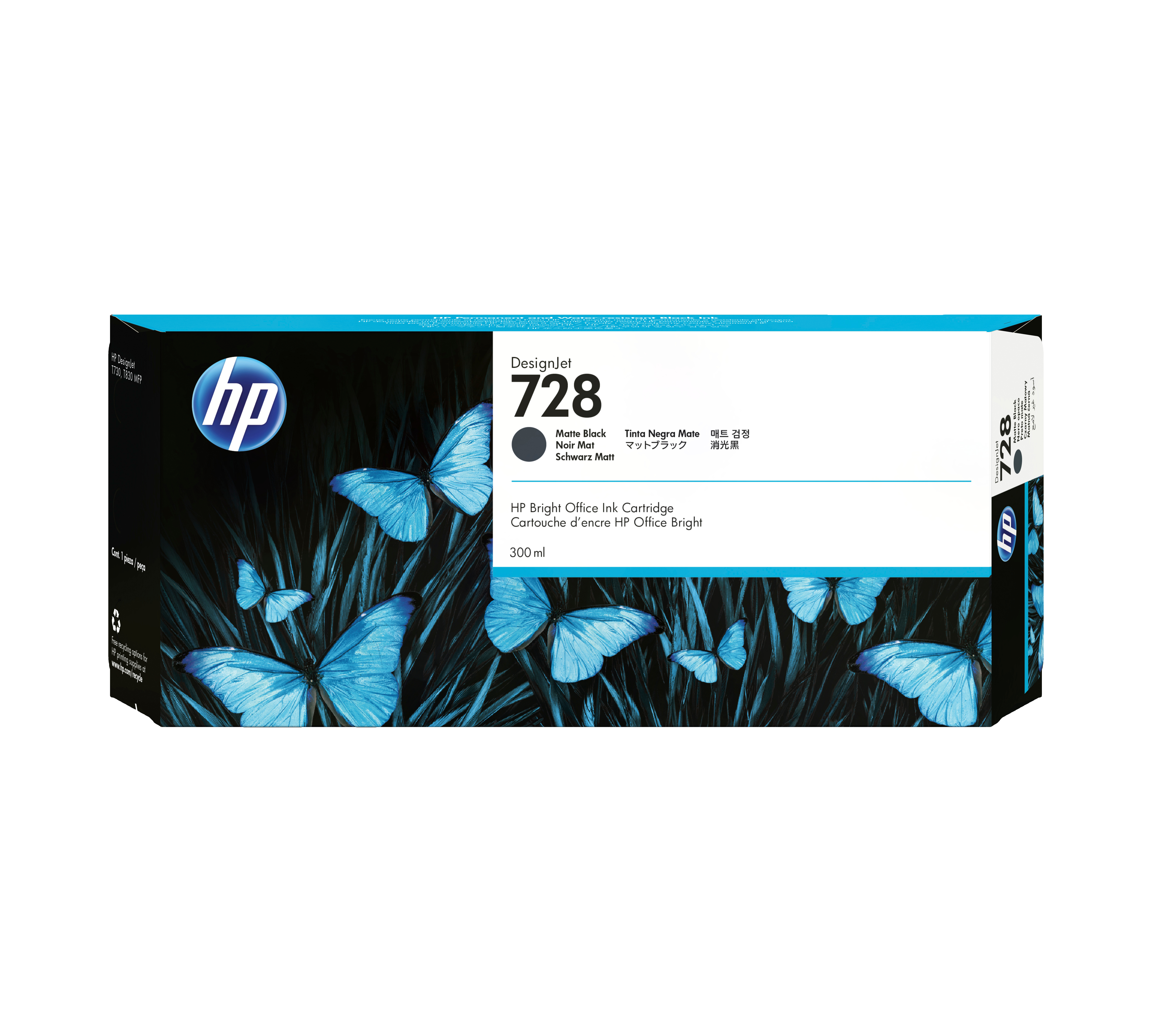 HP 728 Mattschwarz Tintenpatrone 300ml