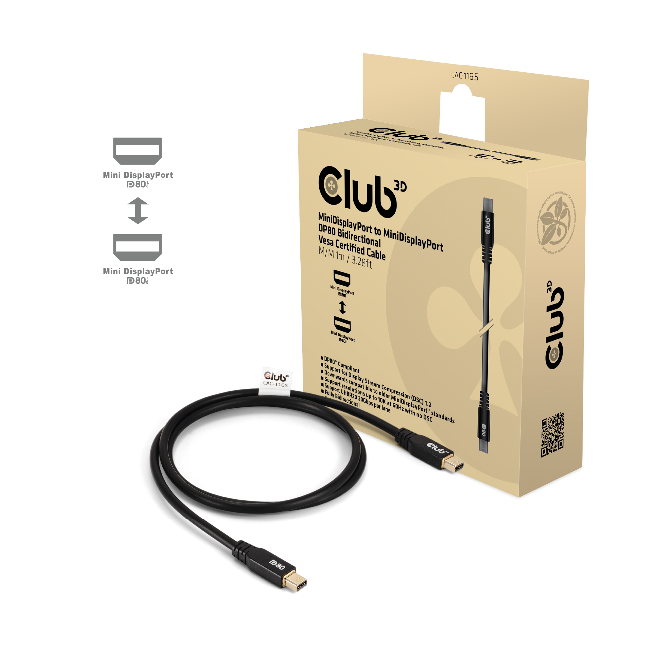 Club3D Kabel MiniDP 2.1 <-> MiniDP 2.1 1m 10K60Hz St/­St retail Club3D Kabel MiniDP 2.1 <-> MiniDP 2.1 1m 10K60Hz St/­St retail