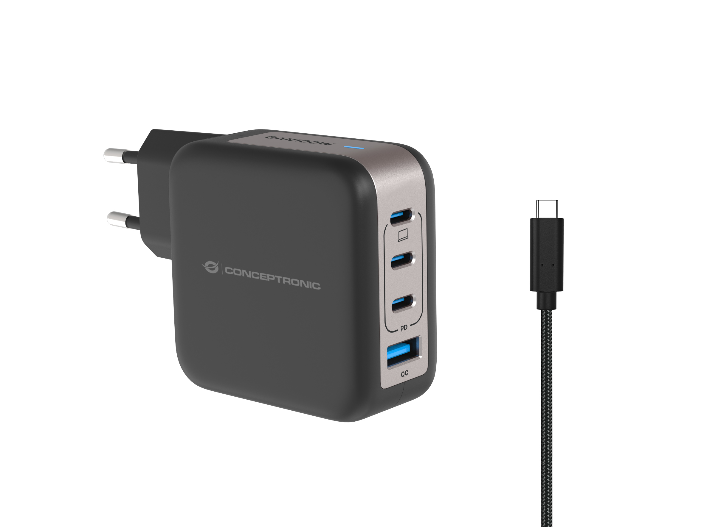 CONCEPTRONIC Ladegerät 4Port GaN 3xUSB-C/&shy;1xA100WPD3.0/&shy;PPS sw