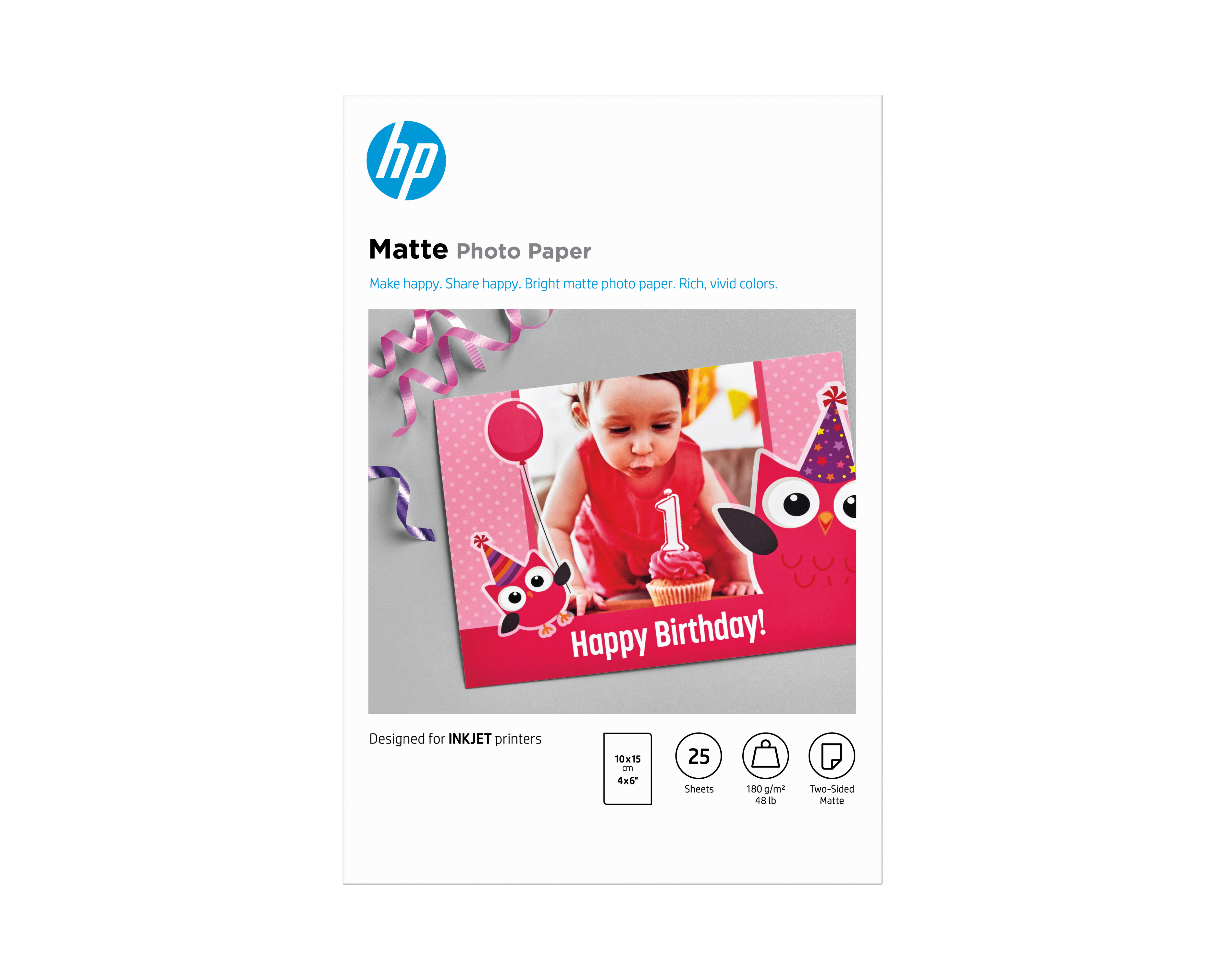 HP Fotopapier Matt 8,8 mil 100x150mm 180g/&shy;m2 - 25Blatt