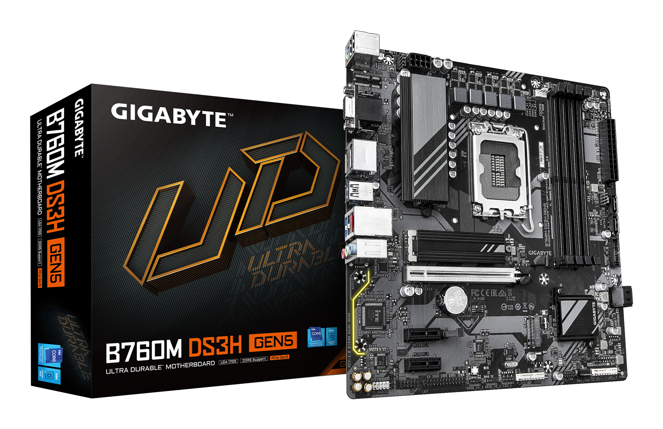 Gigabyte B760M DS3H GEN5 (B760,S1700,mATX,DDR5 Mainboards INTEL