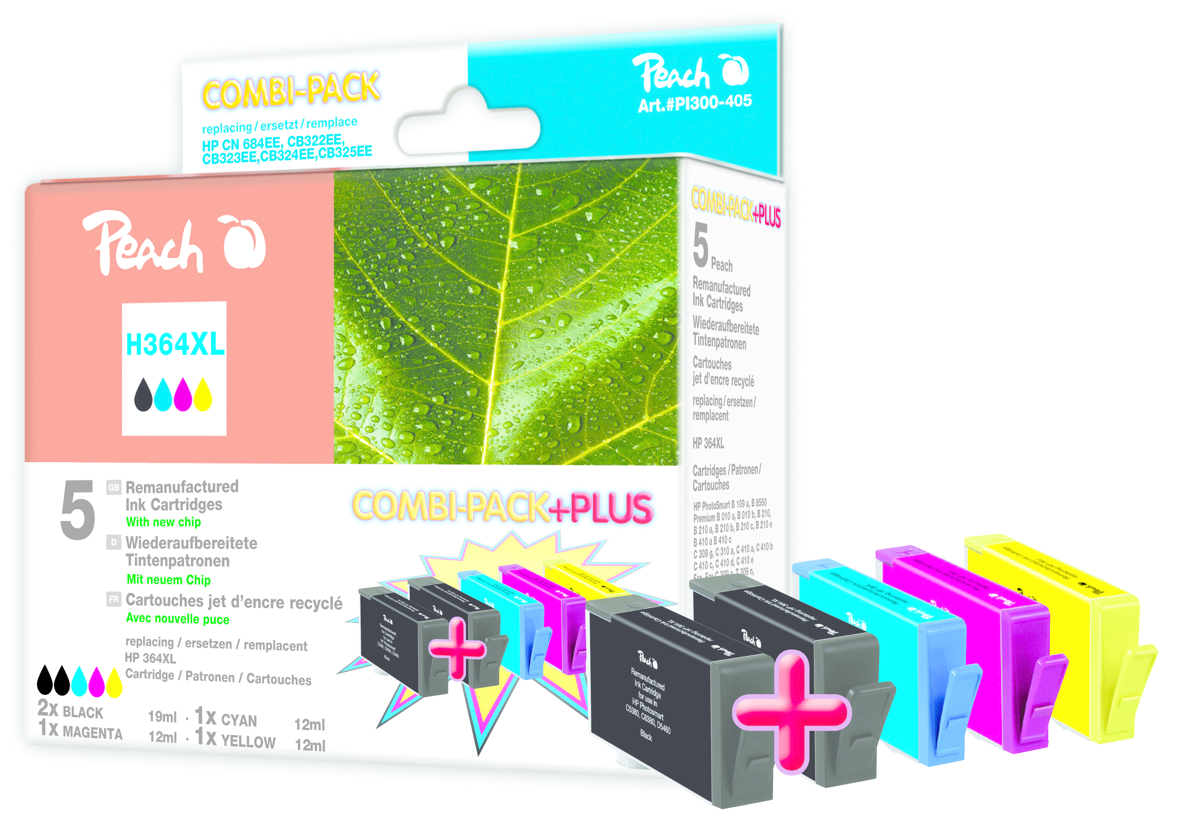 Peach H364XL 2xbk, c, m, y Spar Pack Plus Tintenpatronen