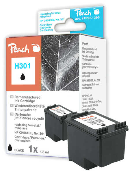 Peach Patrone HP Nr.301 (CH561EE) black no ink level chip remanufactured Patronen HP