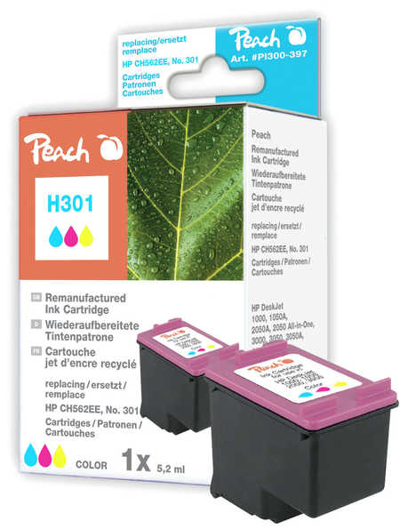 Peach Patrone HP Nr.301 (CH562EE) color no ink level chip remanufactured Patronen HP