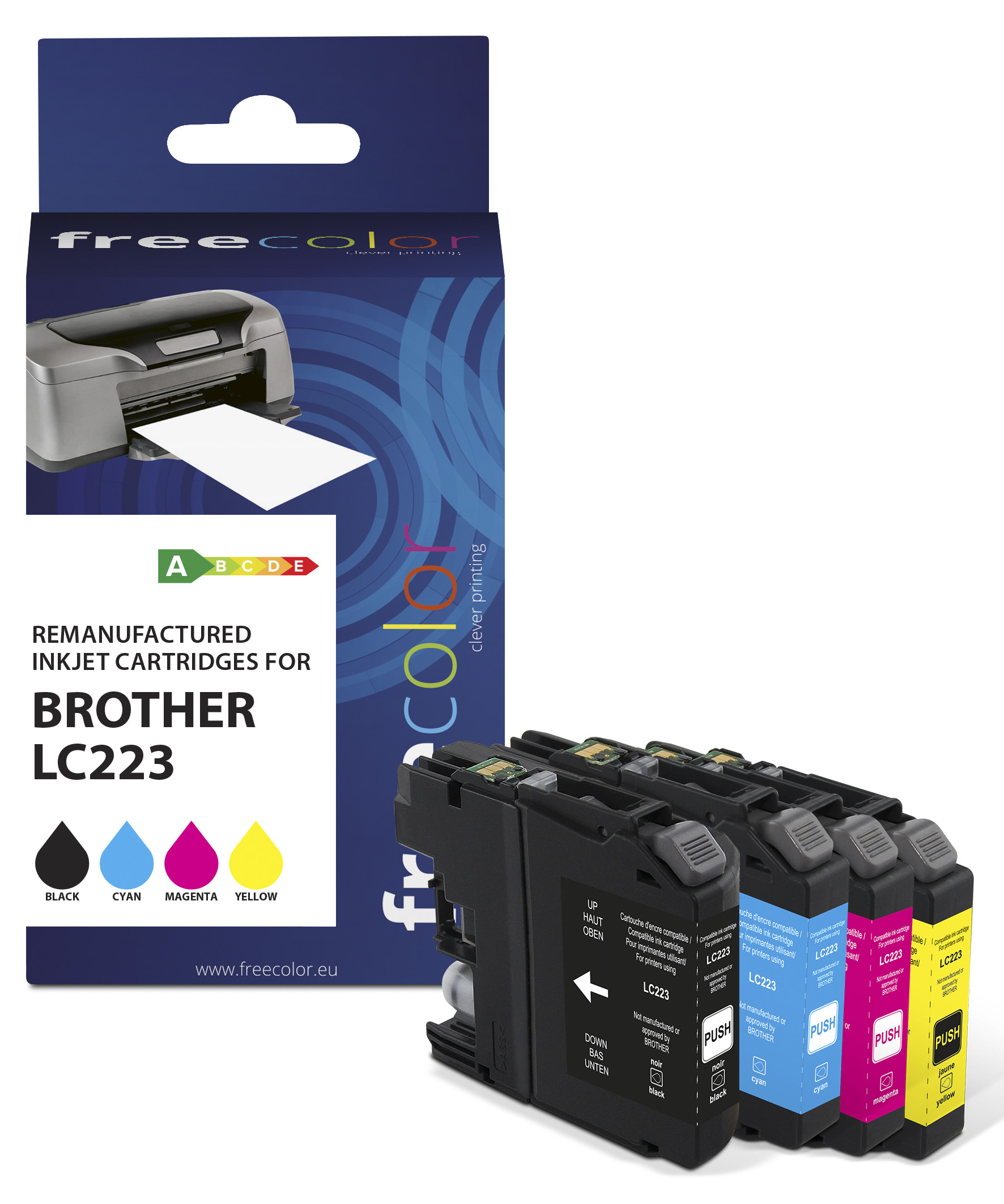 Freecolor Patrone Brother LC223 Multiplack BK/&shy;C/&shy;M/&shy;Y remanufactur