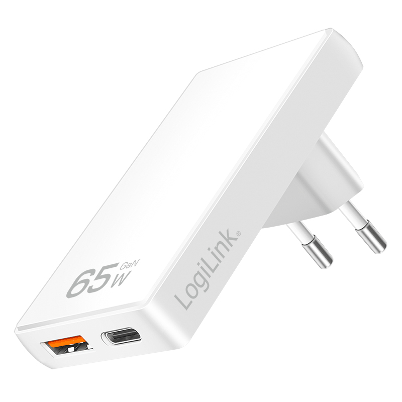 Logilink USB Steckdosenadapter 1xUSB-A, 1xUSB-C, 65W weiß Logilink USB Steckdosenadapter 1xUSB-A, 1xUSB-C, 65W weiß