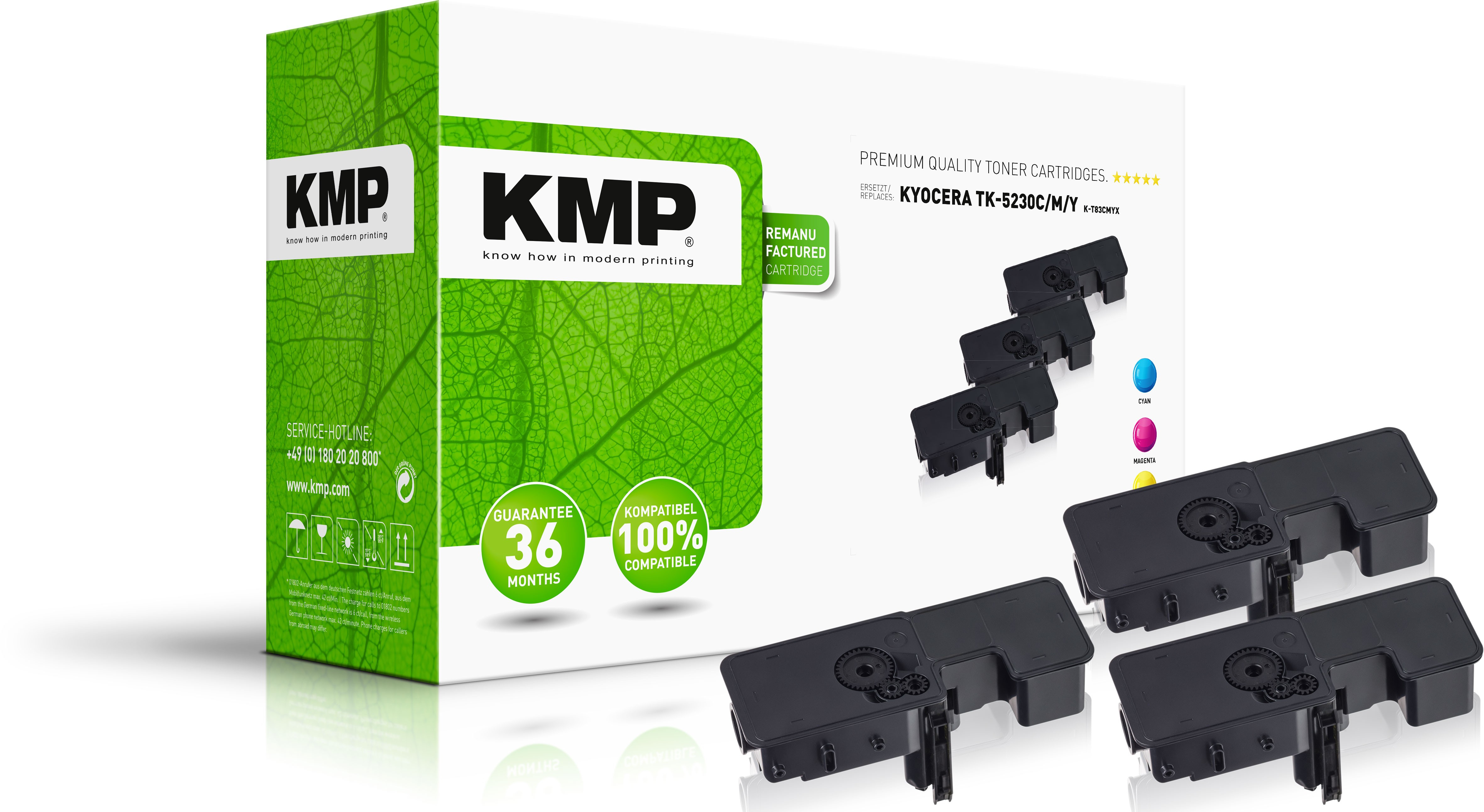 KMP Toner Kyocera TK5230C/&shy;M/&shy;Y Multipack K-T83CMYX remanufactured