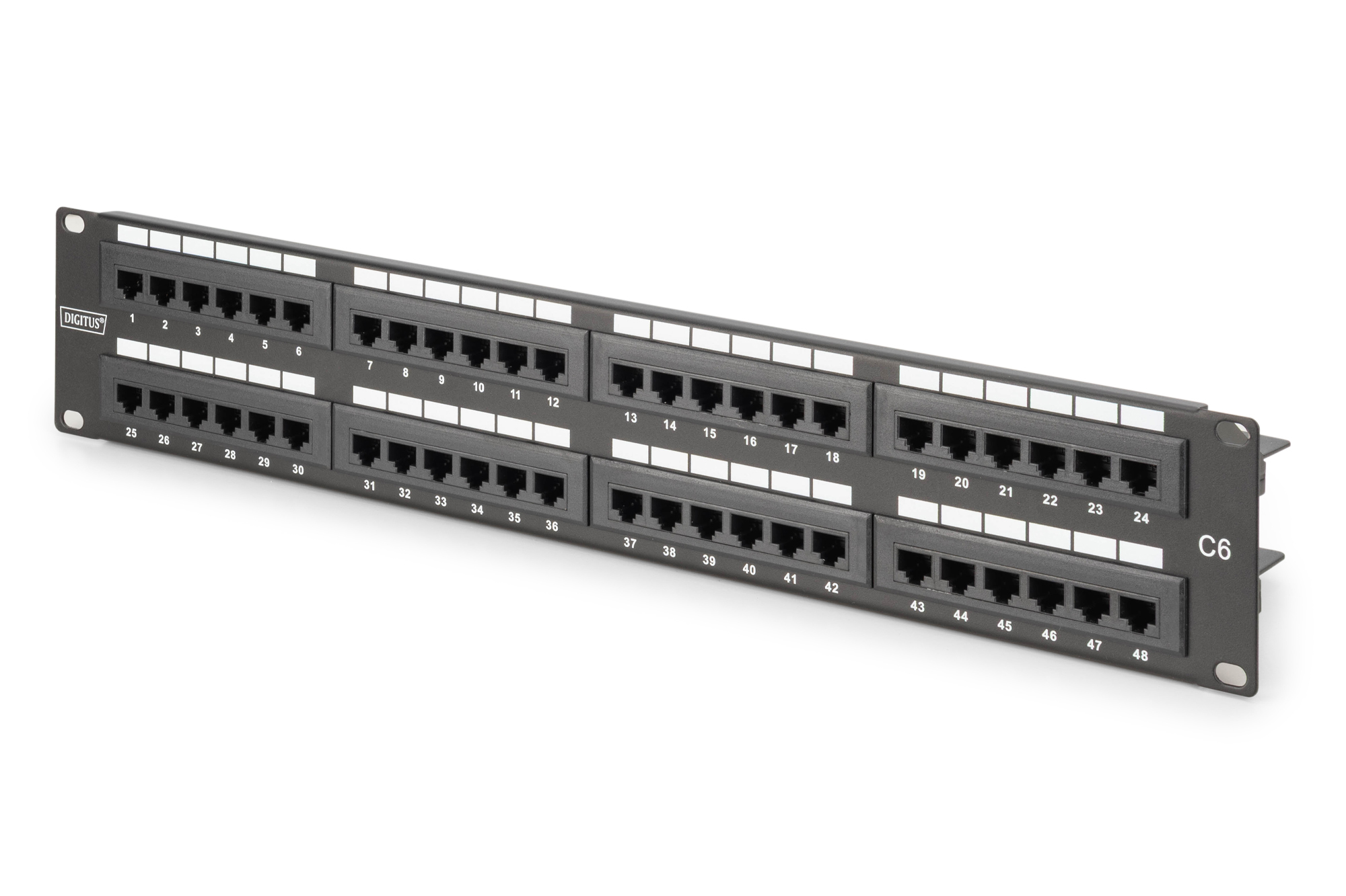 DIGITUS Patchpanel 2HE 48-Port Cat6 ungeschirmt schwarz