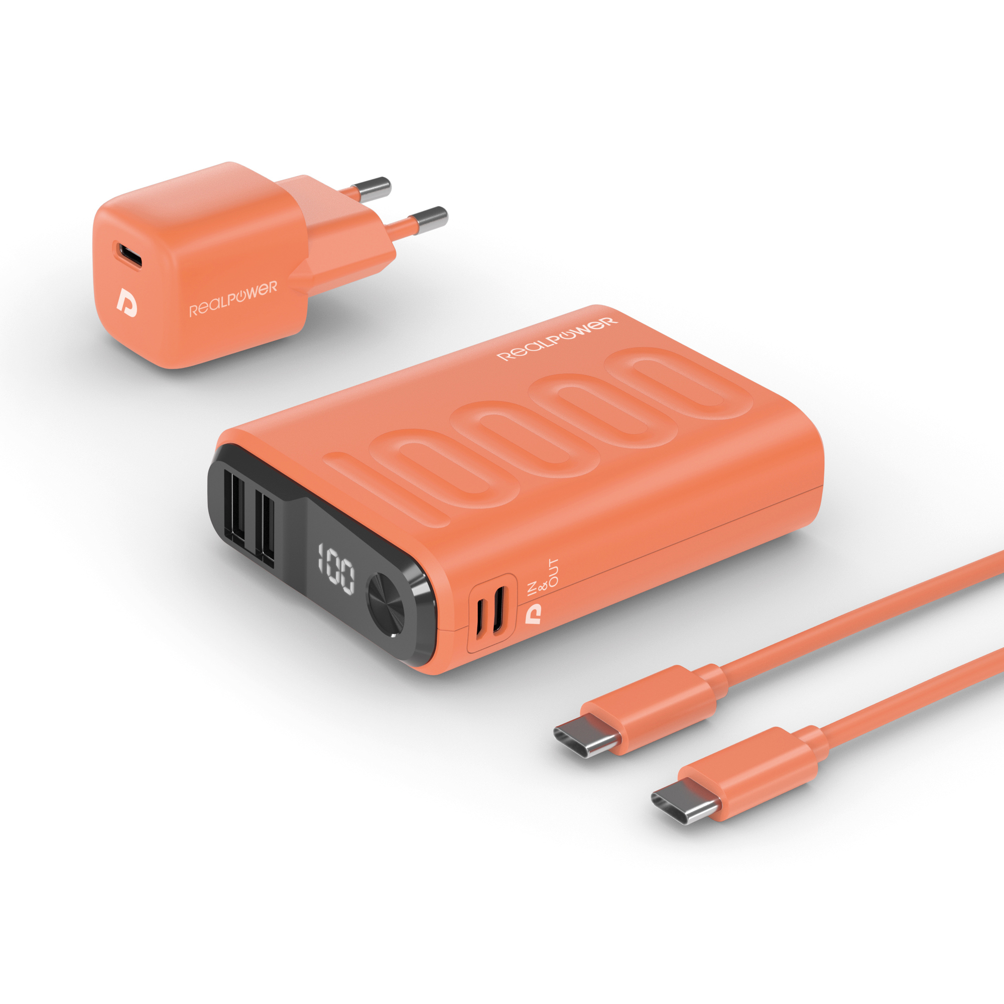 RealPower Powerbank PB-10000 Set orange 10.000mAh RealPower Powerbank PB-10000 Set orange 10.000mAh