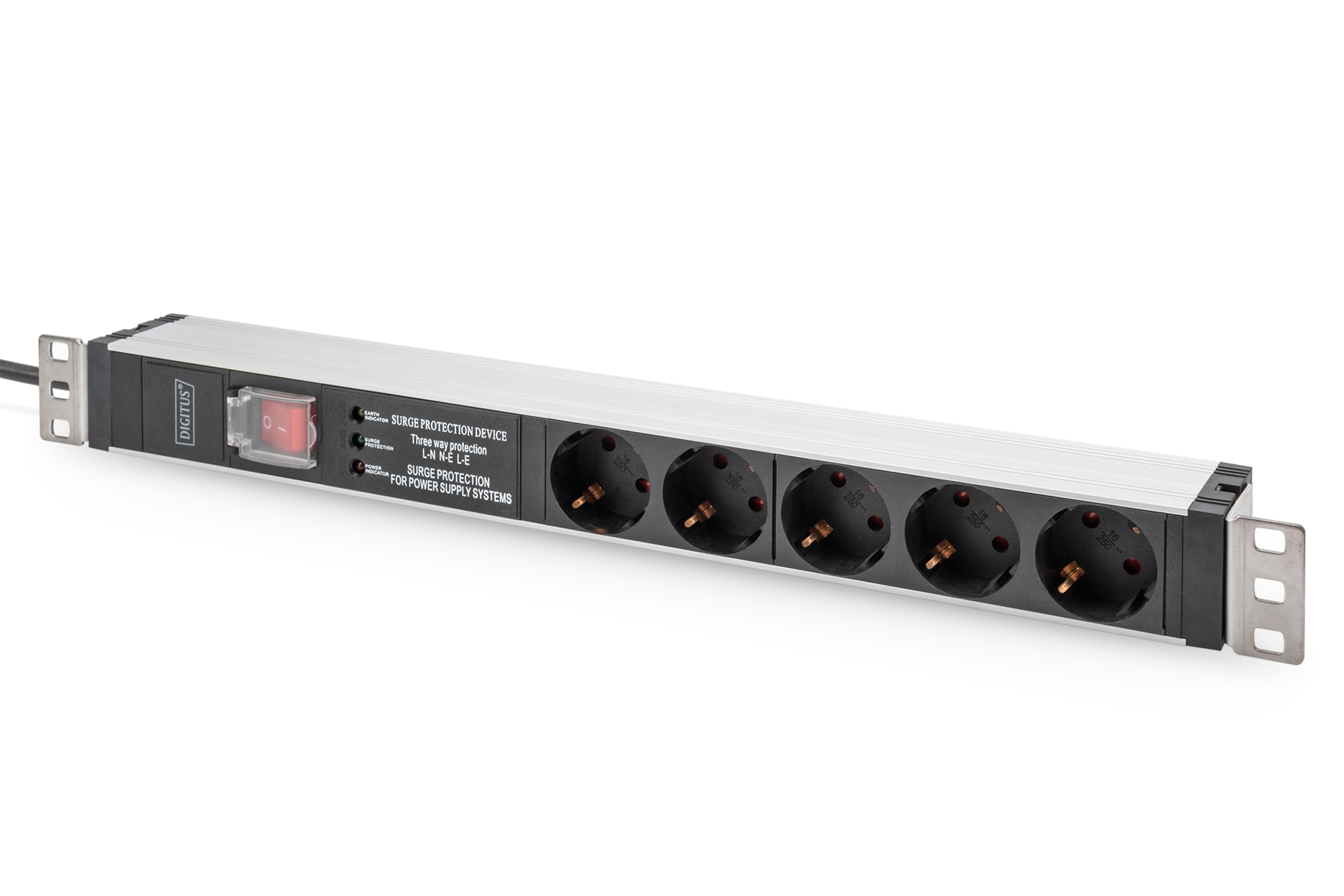 DIGITUS PDU 1HE   5x Schuko 16A Ausgänge 230V/&shy;16A schwarz