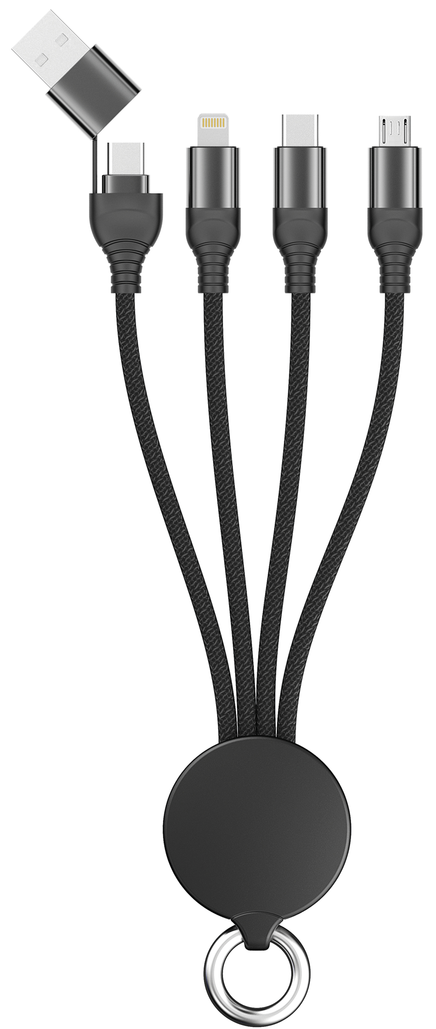 2GO USB /&shy; Type C Ladekabel Micro USB, Lightn., USB-C 15cm sw