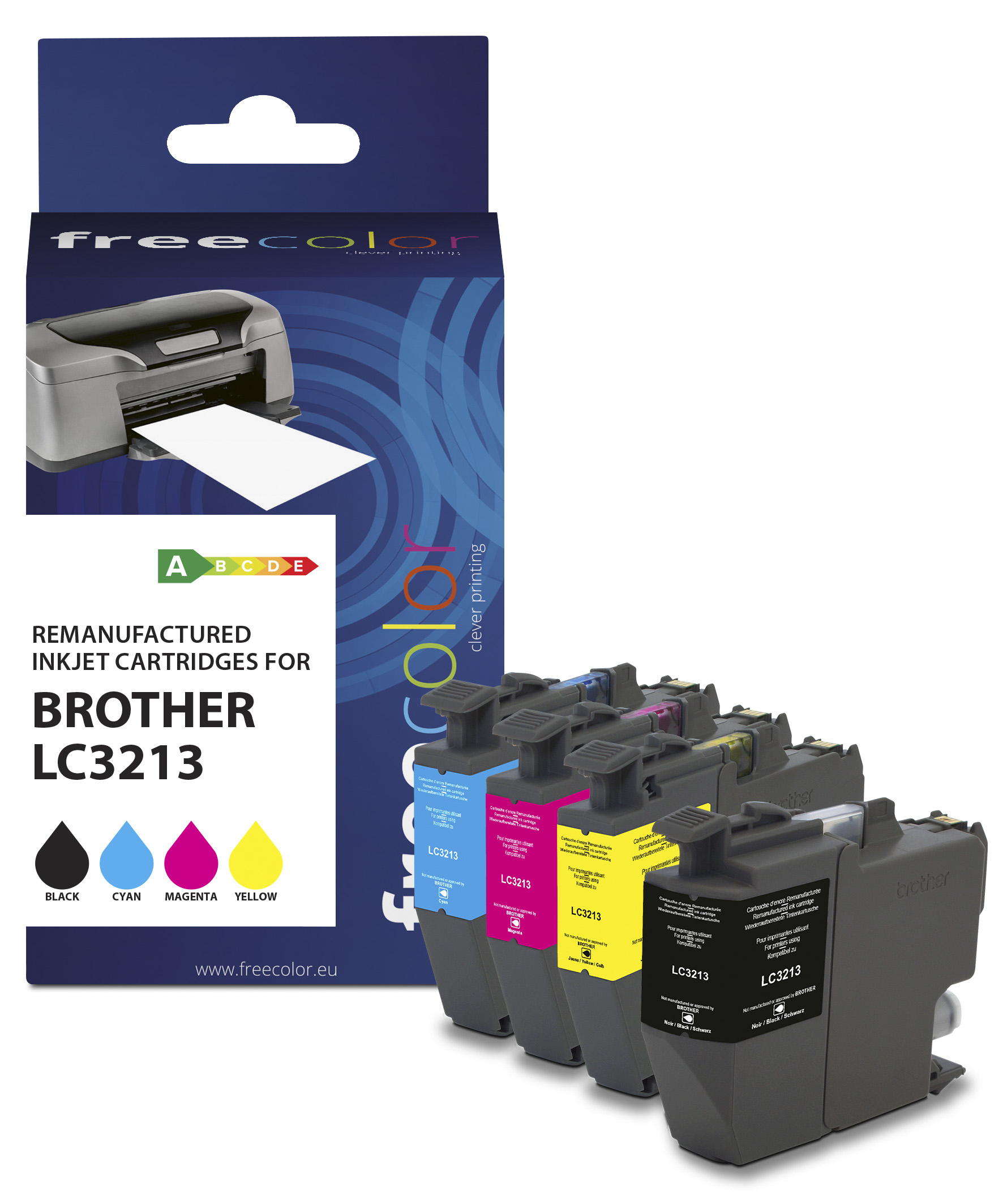 Freecolor Patrone Brother LC3213 Multipack BK/&shy;M/&shy;C/&shy;Y remanufactur