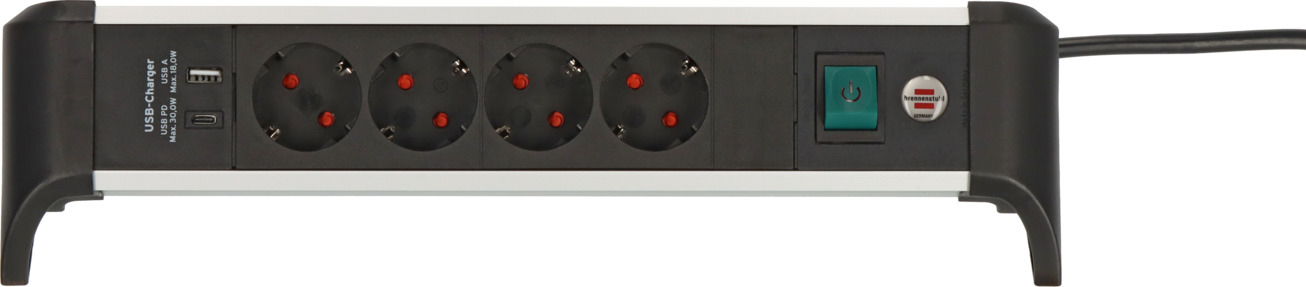 Brennenstuhl Steckdosenleiste ALU-Office-Line 4fach 1.8m USB