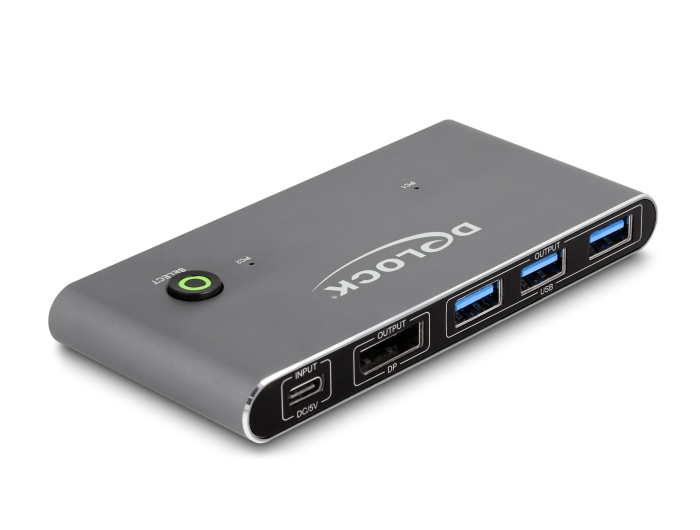 DELOCK DisplayPort KVM Switch 8K 30 Hz mit USB 5 Gbps