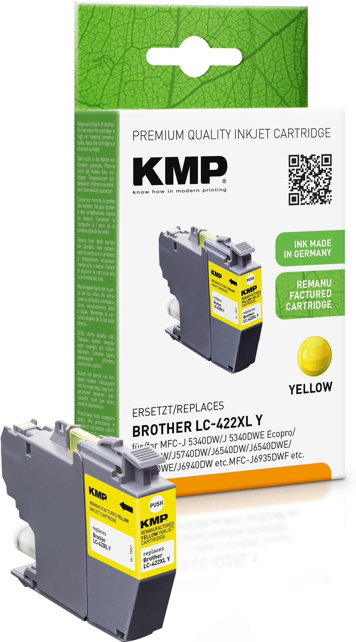 KMP Patrone Brother MFC-J5340DW LC422XLY yellow 1500S. 20ml rema