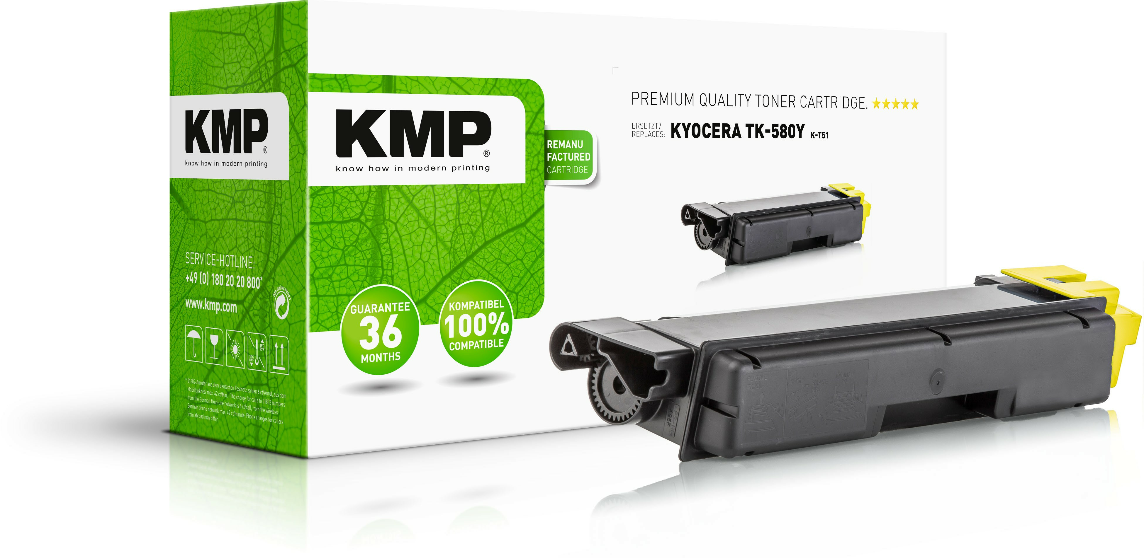 KMP Toner Kyocera TK-580Y/&shy;TK580Y yellow 2800 S. K-T51 remanufact