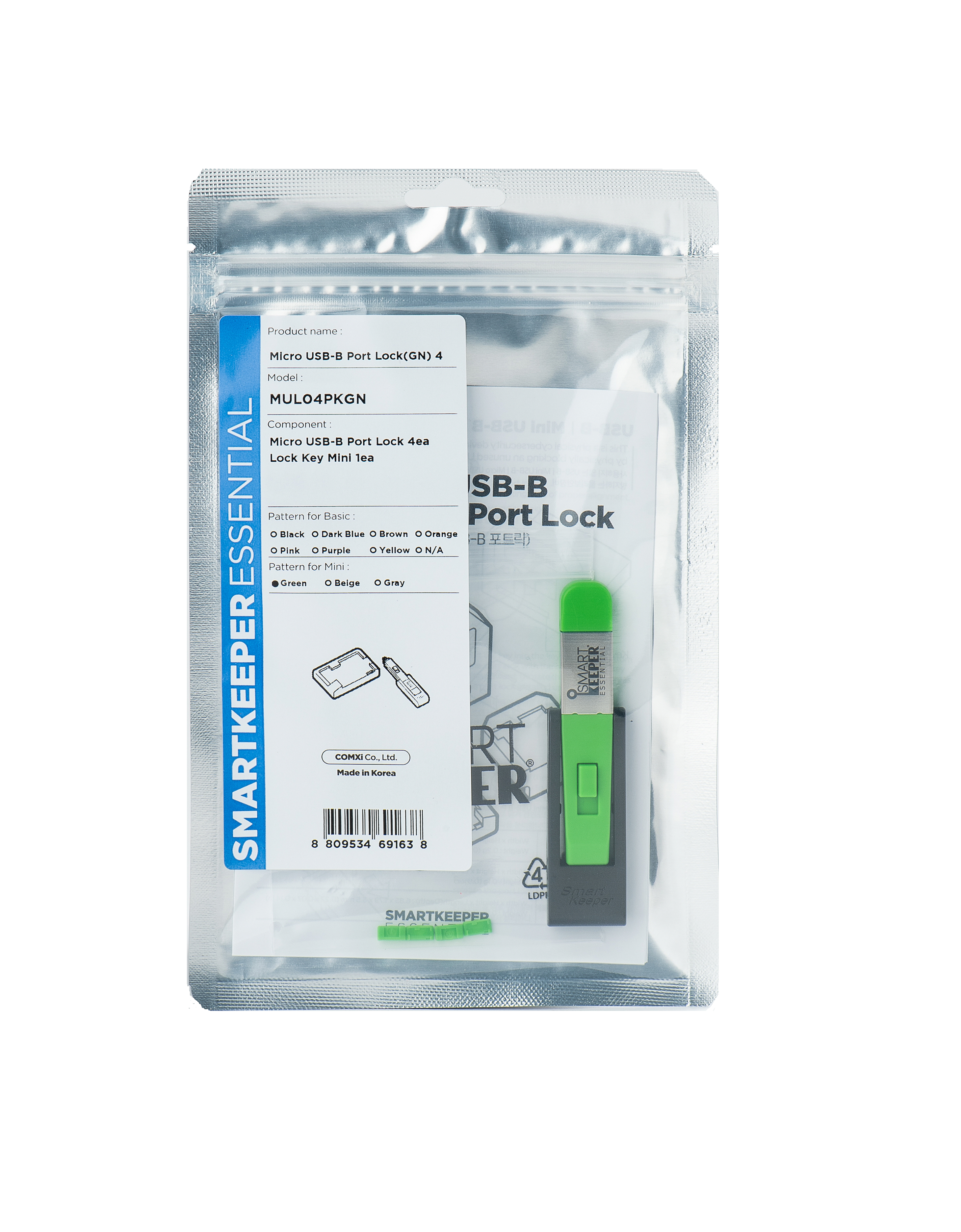 SmartKeeper Mini "Micro USB-B Port" Blocker grün 4 Stk.+Key