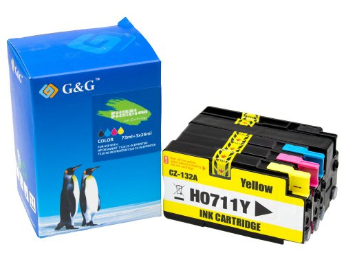 G&G Tintenpatrone HP 711 n 4er-Set: 1x BK, 1x C, 1x M, 1x Y