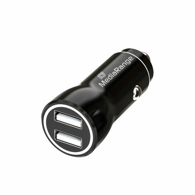 MediaRange Kfz-Ladegerät 3100mA  2x USB-A  schwarz/&shy;silber