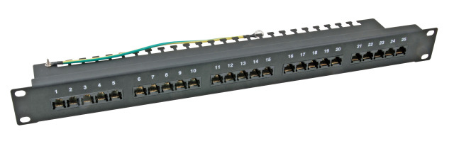 EFB Patchpanel 50xRJ45 8/&shy;4 1HE ISDN, schwarz, Cat. 3