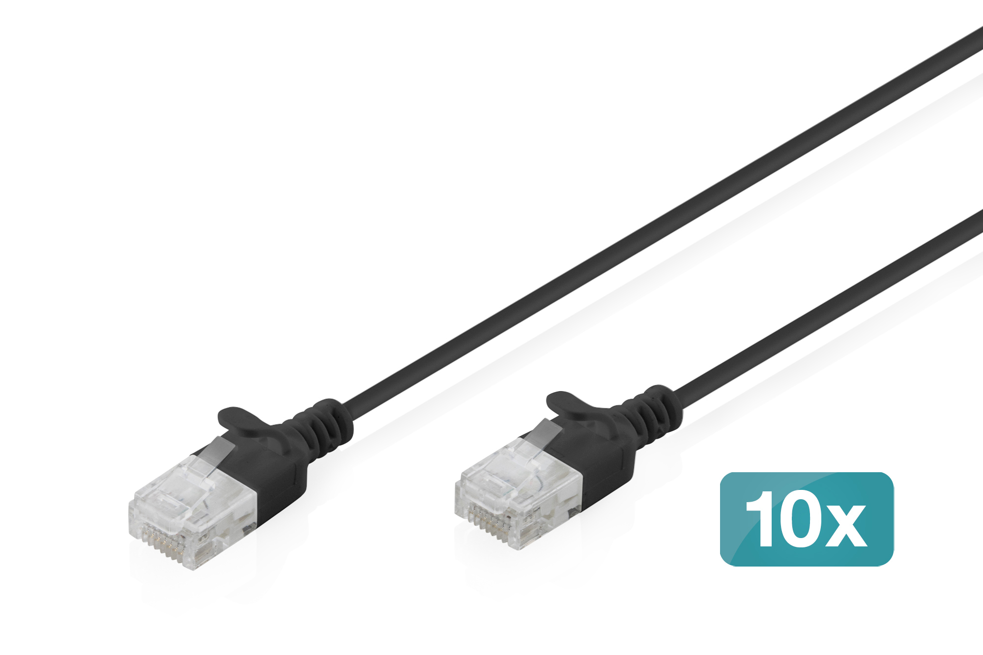 DIGITUS Patchkabel CAT 6 U-UTP Slim 2m Schwarz 10 Stück
