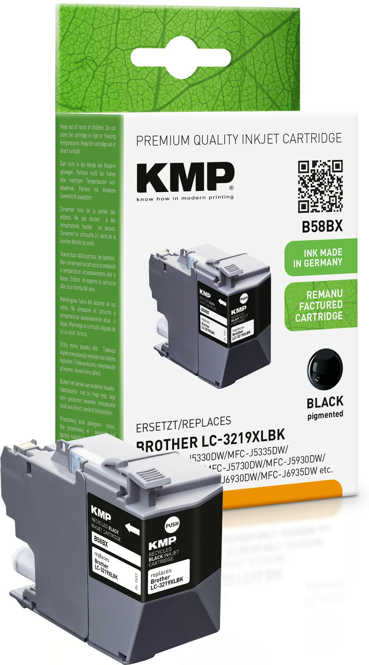 KMP Patrone Brother LC3219XLBK black 3000 S. B58BX refilled