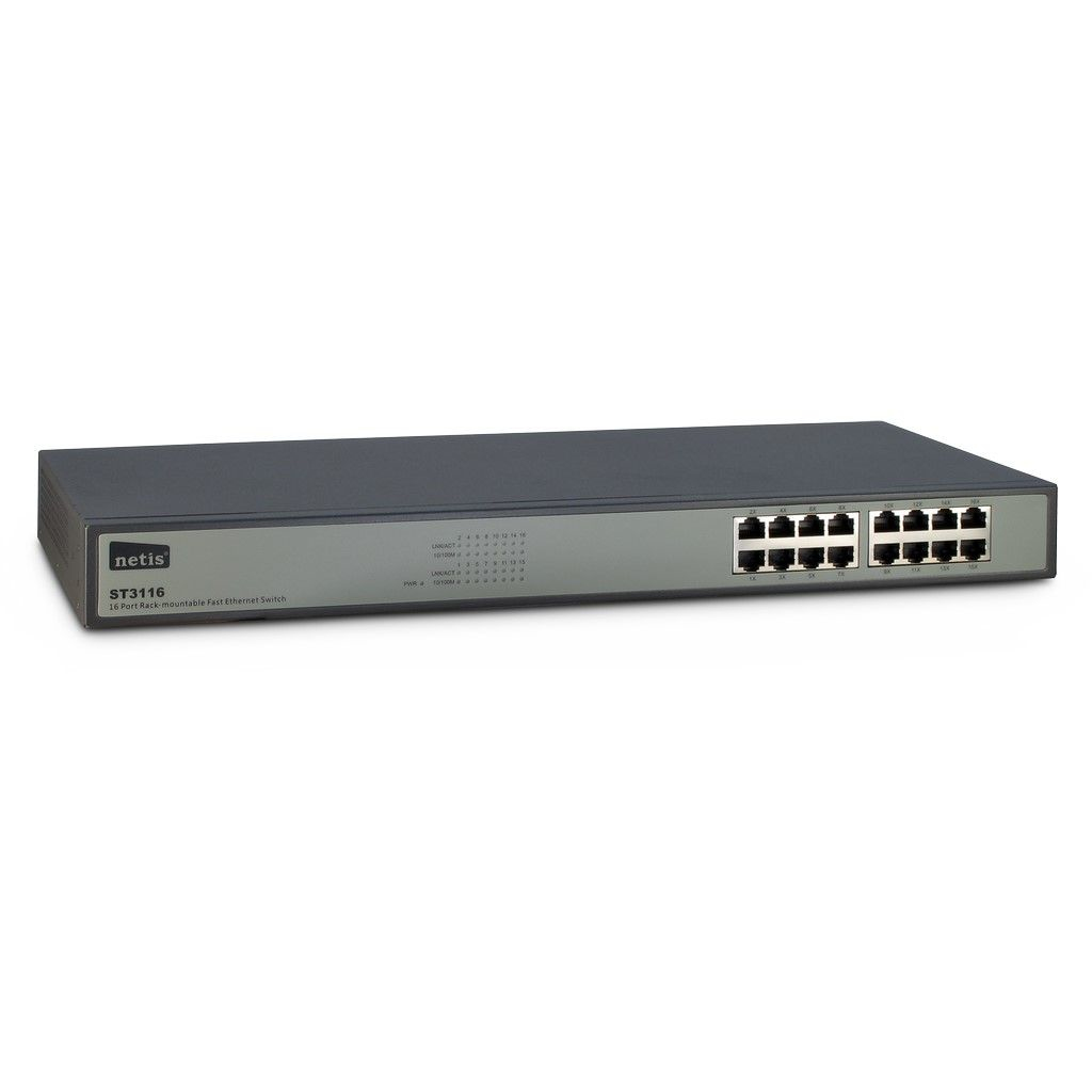Inter-Tech Switch 48,3cm ST3116   16 Port Fast Ethernet