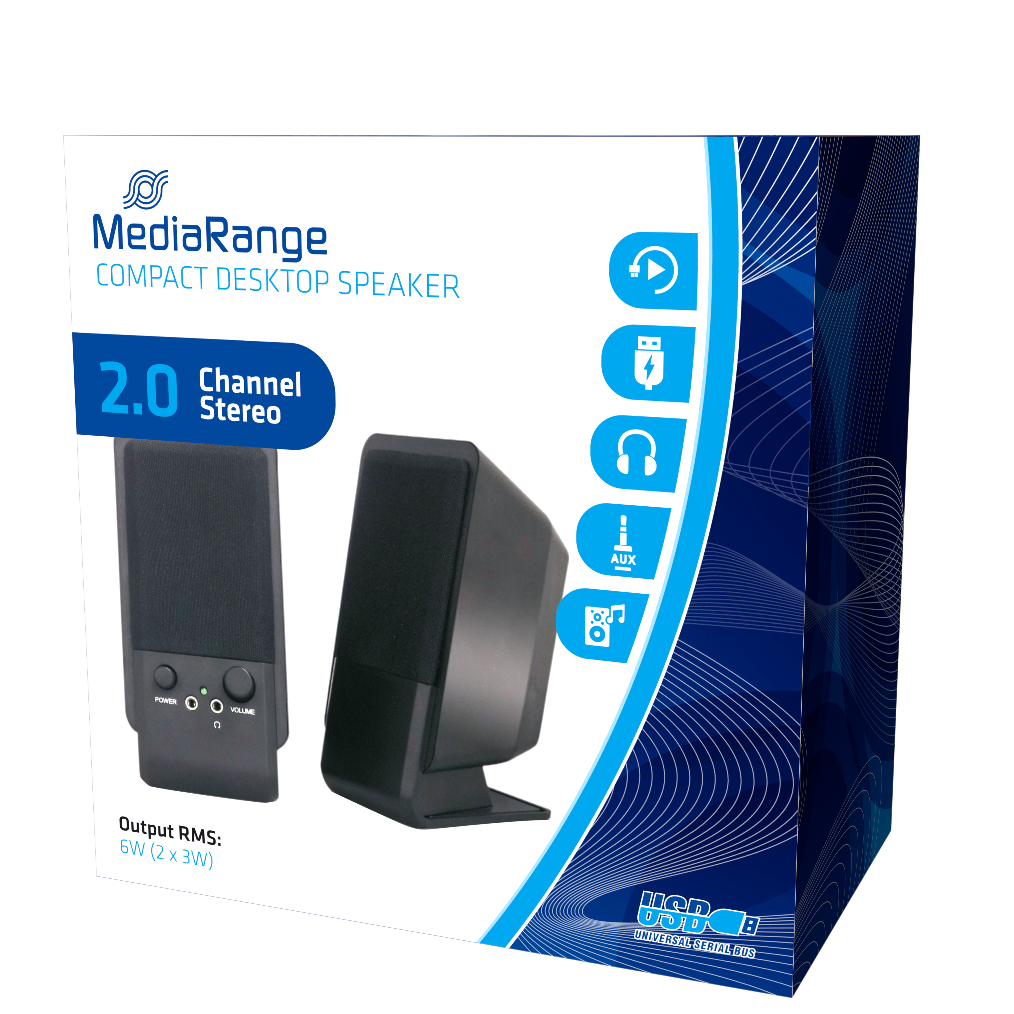 MediaRange Aktivbox Compact Desktop Speaker USB 2.0 black MediaRange Aktivbox Compact Desktop Speaker USB 2.0 black