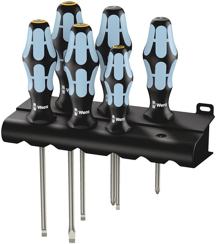 Wera 3334/&shy;3355/&shy;6 Schraubendrehersatz, Edelstahl + Rack