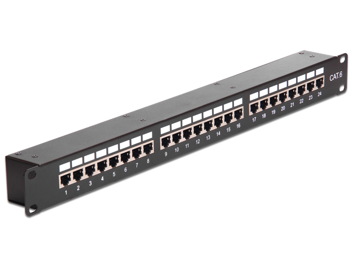 DELOCK 19" Patchpanel 24-Port Cat6 geschirmt schwarz