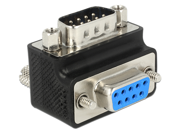 DELOCK Adapter D-Sub9 -> D-Sub9 St/&shy;Bu 90° Schrauben tauschba