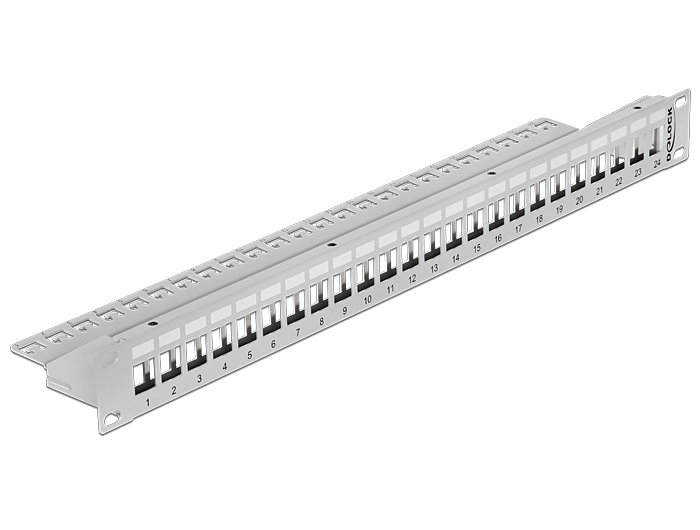DELOCK Patchpanel 1HE 24 Keystone Ports grau