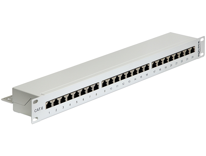 DELOCK 19" Patchpanel 24-Port Cat6 geschirmt grau
