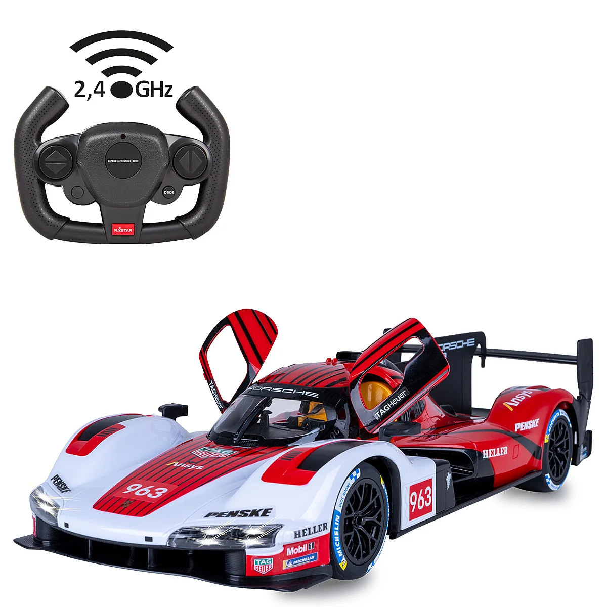 Jamara Porsche 963 LMDH 1:14 rot 2,4GHz Tür manuell