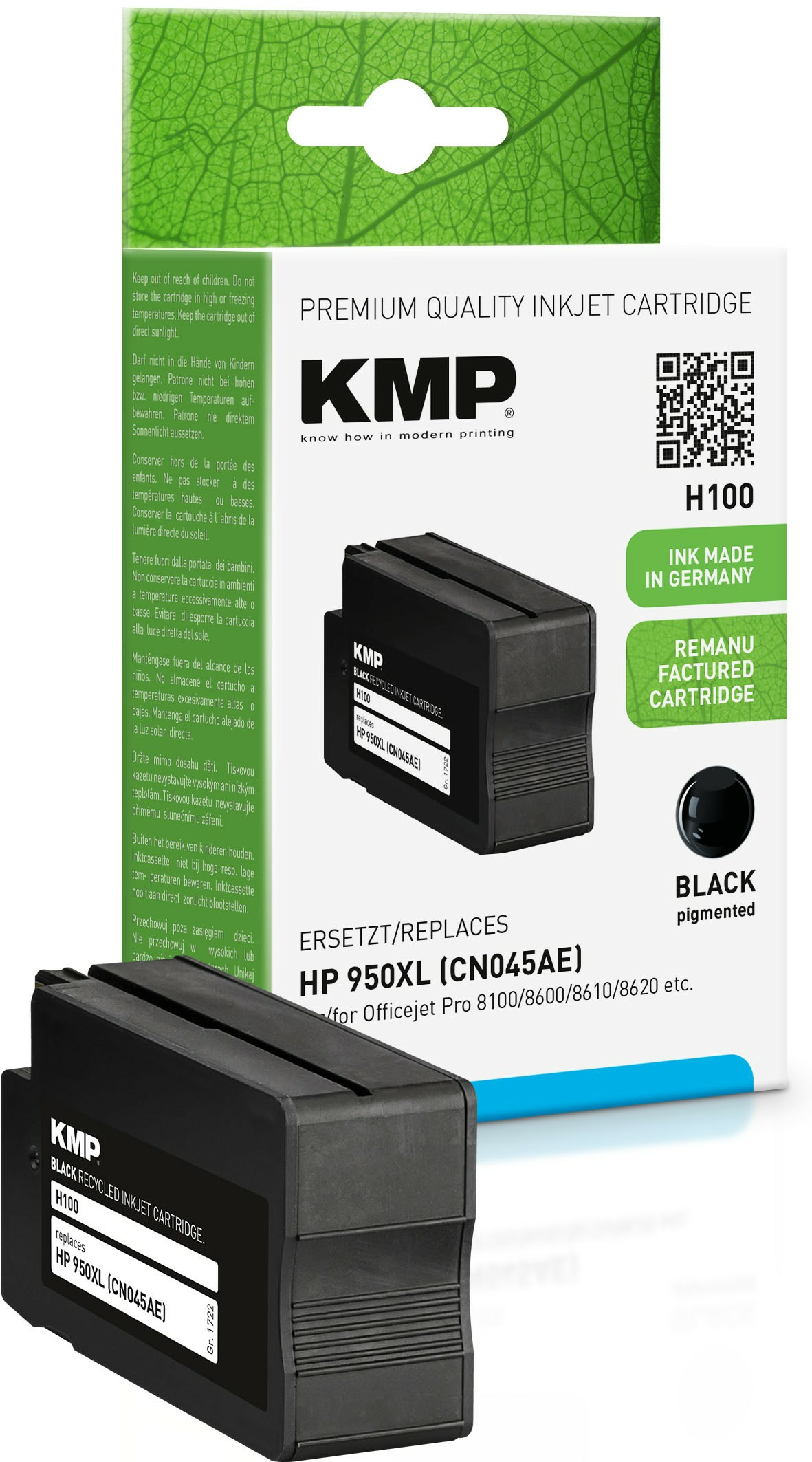 KMP Patrone HP CN045AE NR.950XL black 2300 S. H100 refilled